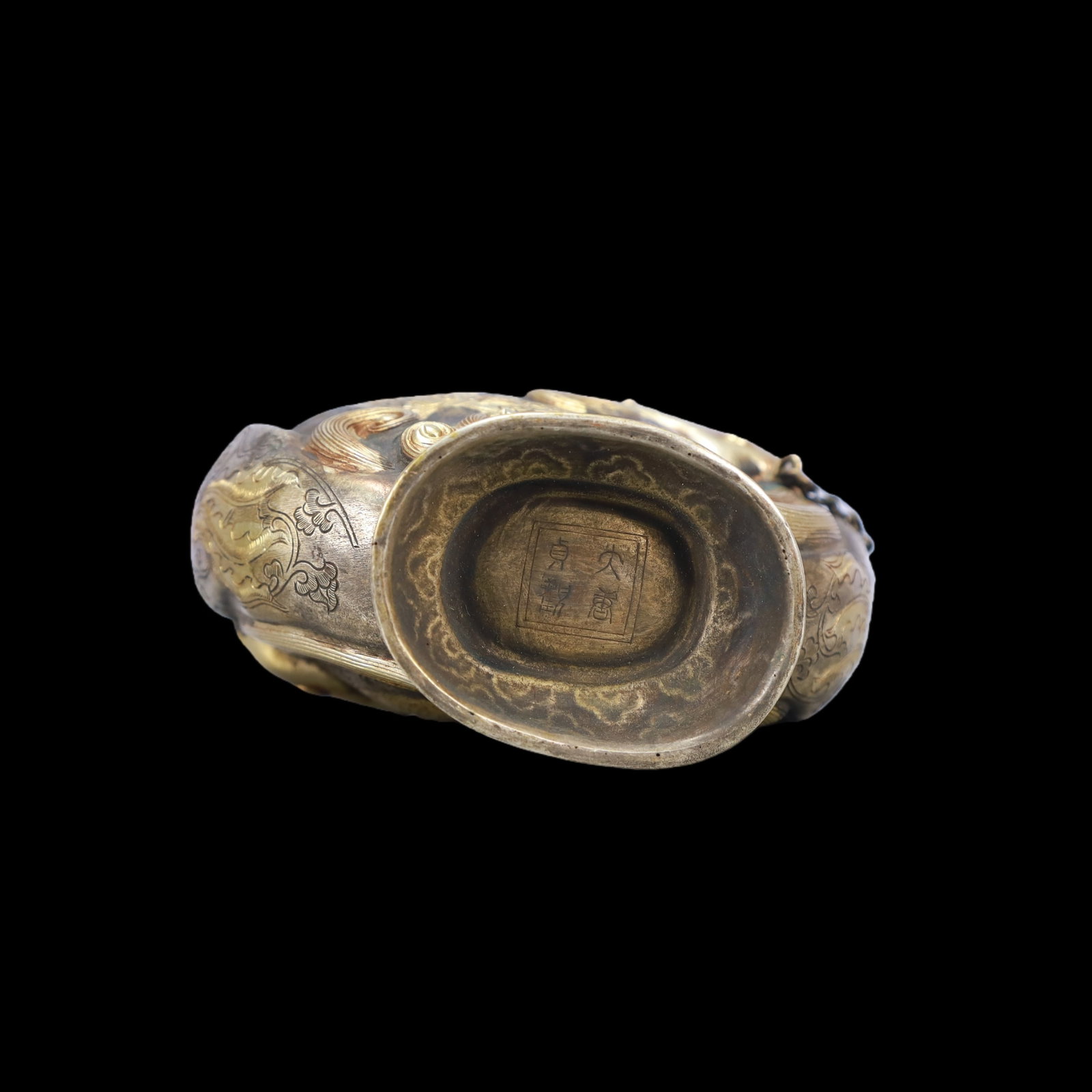 A Exquisite Gilt Silver Auspicious Beast Pattern Double-Ears Vase - 7