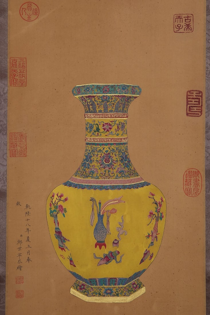 An Exquisite Enamel Painted Gold Lotus Pattern Flower Pattern Vase - 7