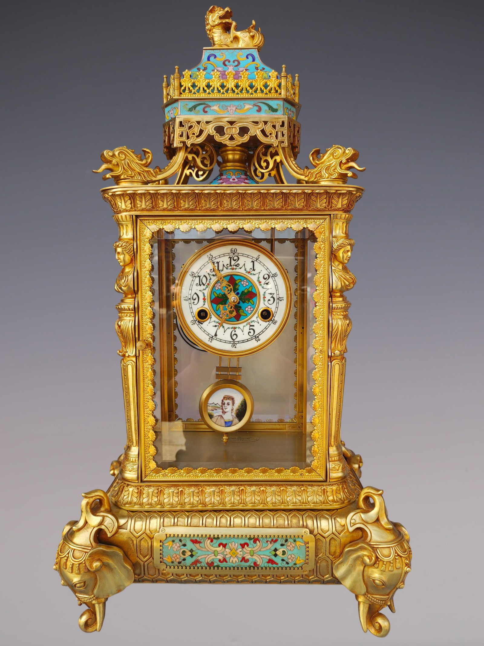 An Exquisite Gilt Bronze Lotus Pattern Figure Pattern Clock: An Exquisite Gilt Bronze Lotus Pattern Figure Pattern Clock Qing Dynasty, China Size:68cmx36cmx30cm (The Dimensions Of All Batches Are Manually Measured.If You Need More Detailed Information, Please C