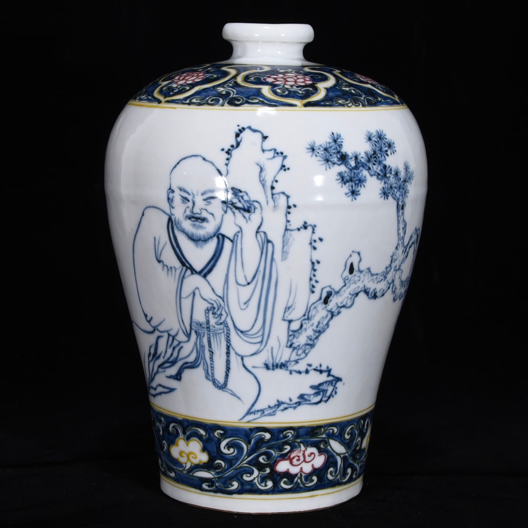 An Exquisite Blue and White Character and Story Pattern Lotus Pattern with poem Vase: An Exquisite Blue and White Character and Story Pattern Lotus Pattern with poem Vase Ming Dynasty, China Size:30cmx21cm (The Dimensions Of All Batches Are Manually Measured.If You Need More Detailed