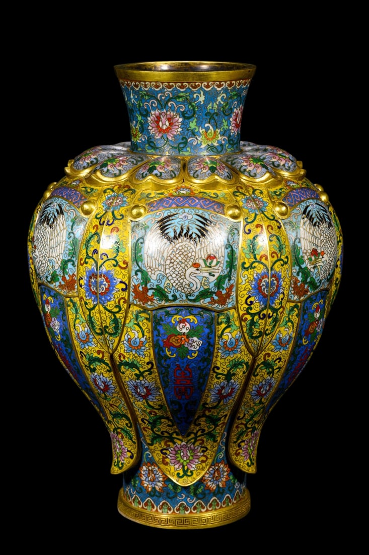 An Exquisite Cloisonne Lotus Pattern Crane Pattern Vase - 6