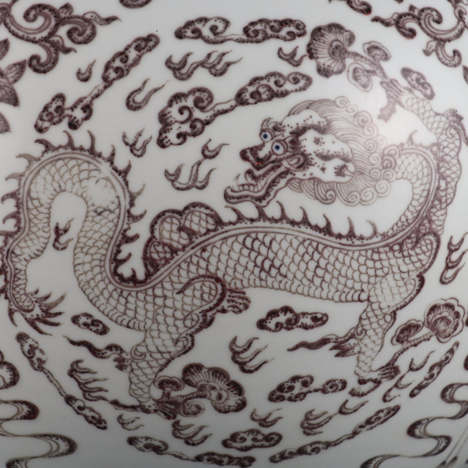 An Exquisite Underglaze-Red Dragon Pattern Bats and Peach Pattern Seawater Pattern Vase - 6