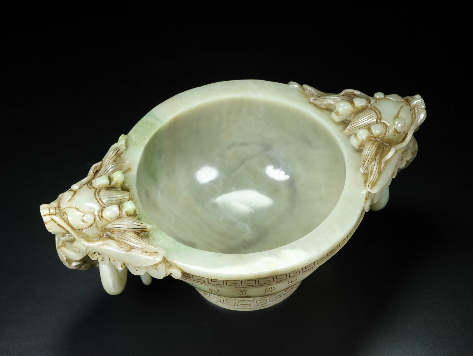 An Exquisite White Jade Dragon Pattern Double-Ears Censer - 2