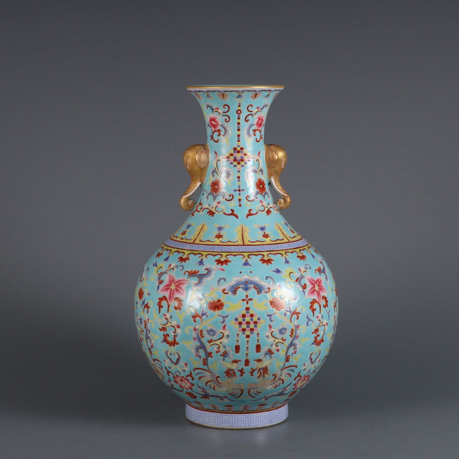 An Exquisite Enamel Lotus Pattern Double-Ears Vase (1 of 9)