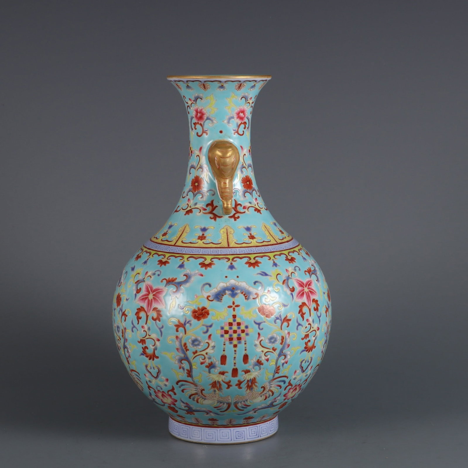 An Exquisite Enamel Lotus Pattern Double-Ears Vase - 2