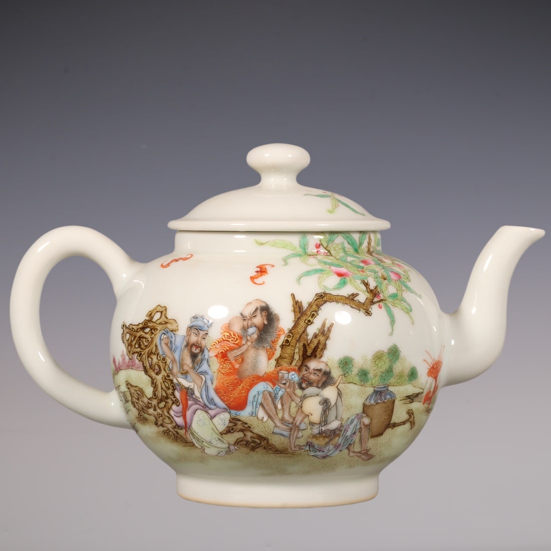 An Exquisite Famille-Rose Character and Story Pattern with poem Teapot: An Exquisite Famille-Rose Character and Story Pattern with poem Teapot Qing Dynasty, China Qianlong Four-character Mark Size:12cmx10cm (The Dimensions Of All Batches Are Manually Measured.If You Need 
