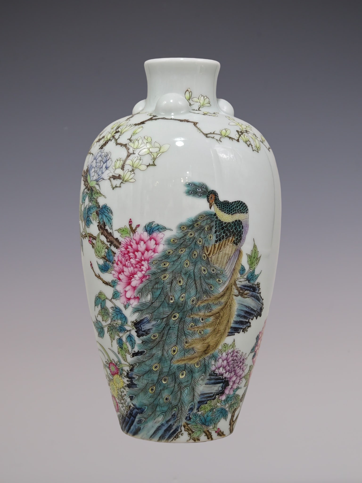 An Exquisite Famille-Rose Flower and Bird Pattern with poem Vase: An Exquisite Famille-Rose Flower and Bird Pattern with poem Vase Qing Dynasty, China Qianlong Six-character Mark Size:18cmx10cm (The Dimensions Of All Batches Are Manually Measured.If You Need More De