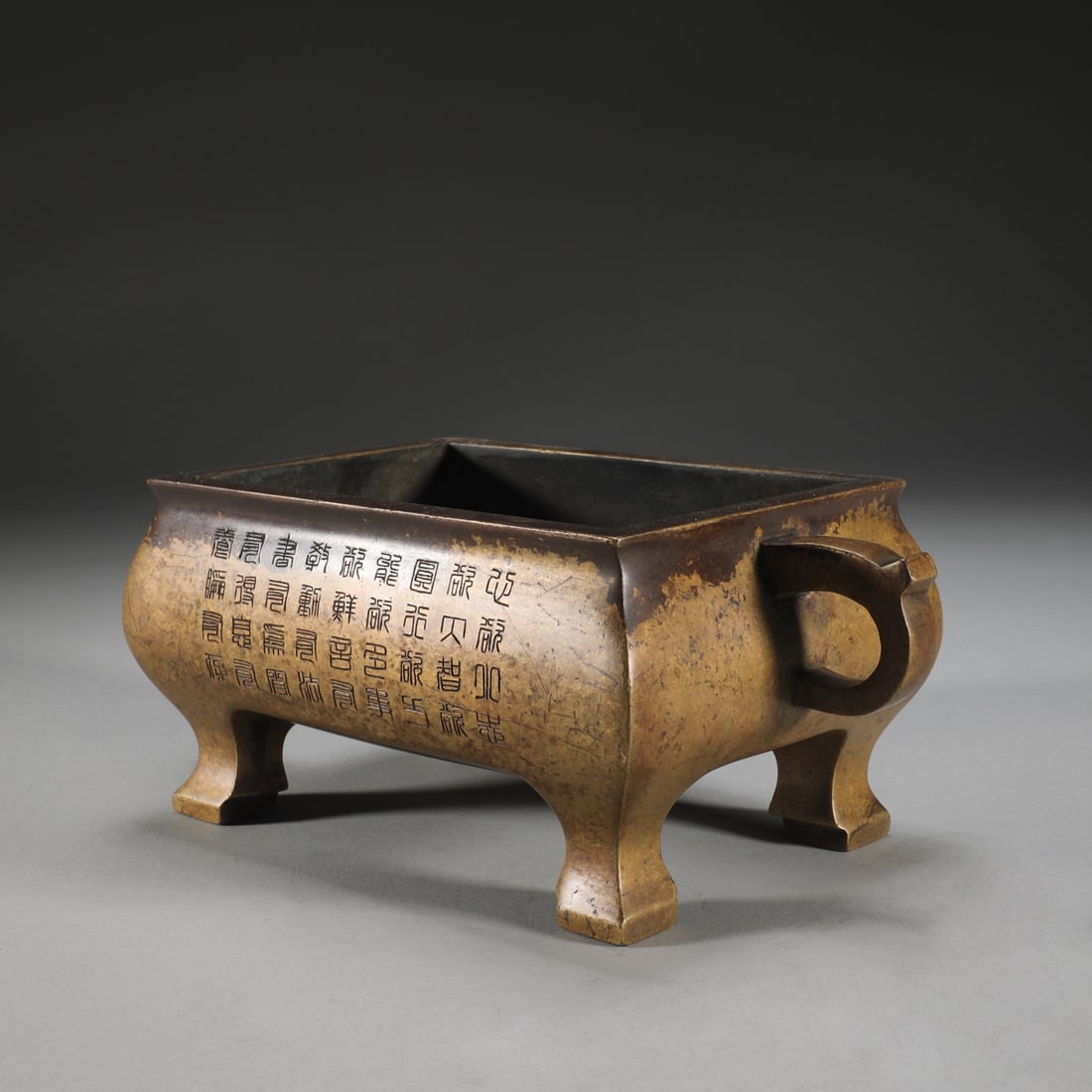 An Exquisite Bronze Flower Pattern Double-Ears Censer - 3