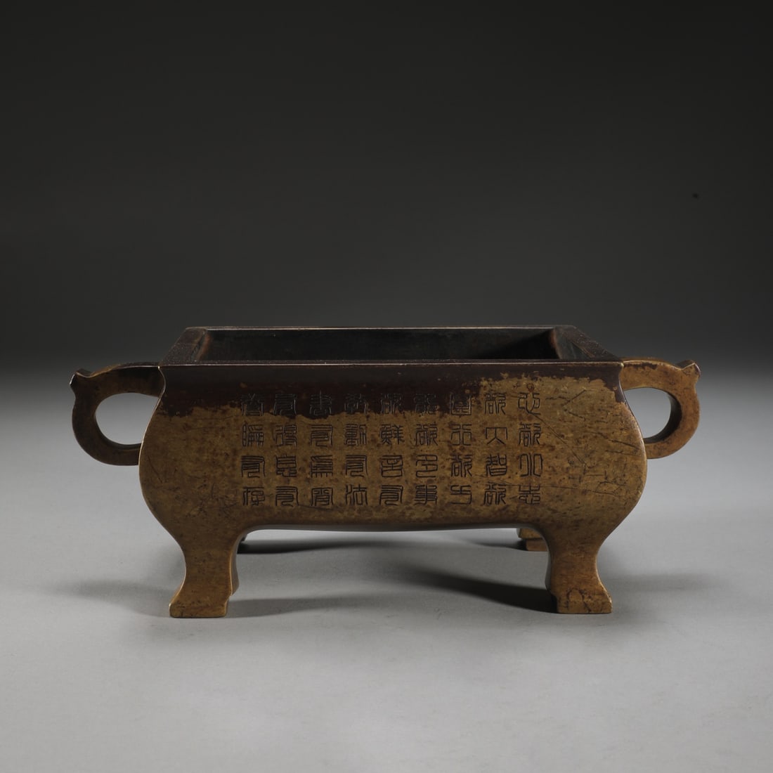 An Exquisite Bronze Flower Pattern Double-Ears Censer - 4