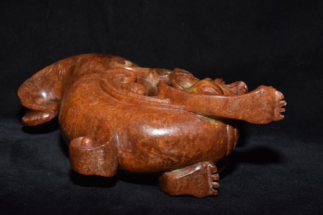 An Exquisite White Jade Dragon-Shaped Cup - 6