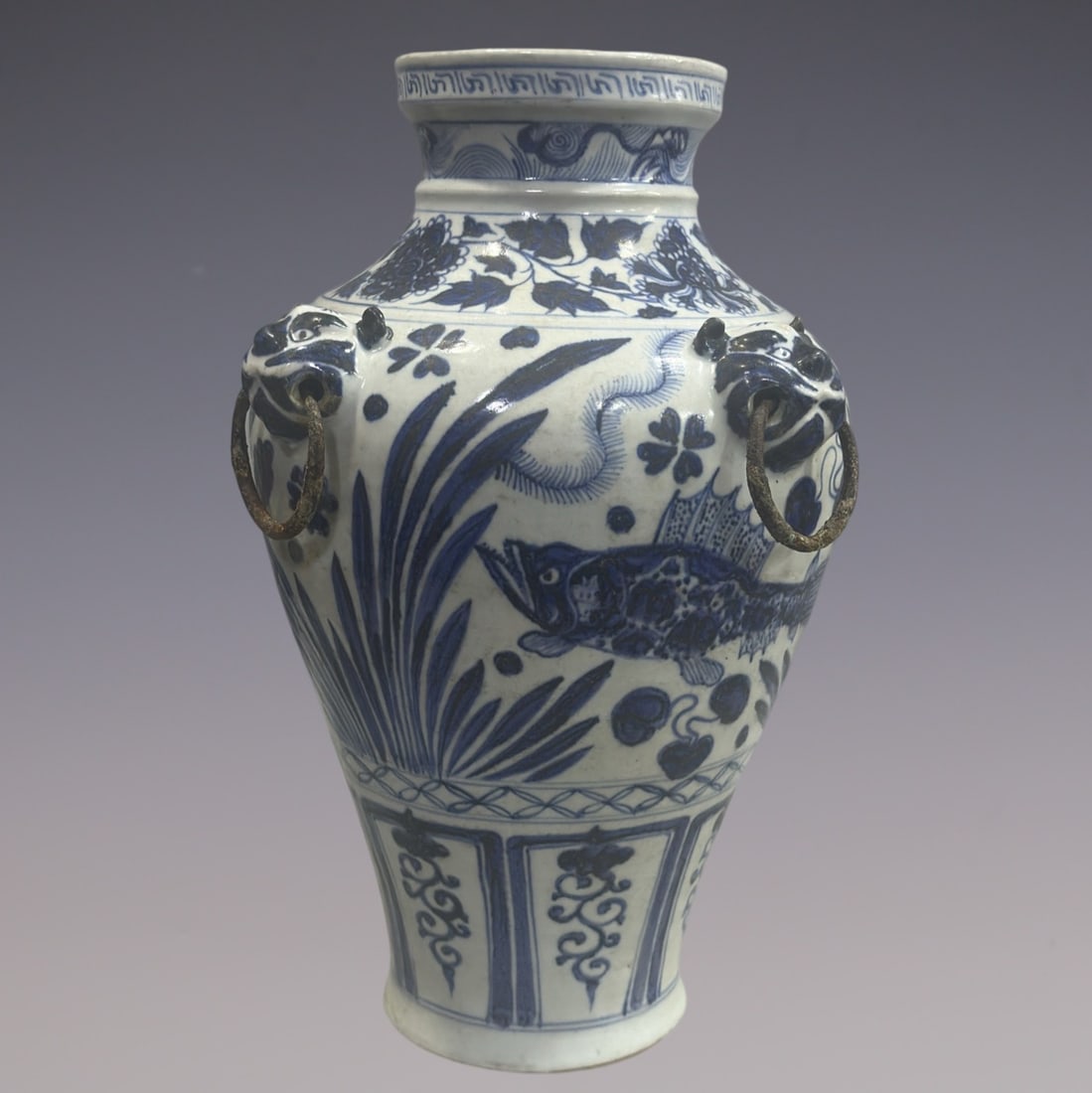 An Exquisite Blue and White Lotus Pattern Fish and Lotus Pattern Vase: An Exquisite Blue and White Lotus Pattern Fish and Lotus Pattern Vase Yuan Dynasty, China Size:44cm (The Dimensions Of All Batches Are Manually Measured.If You Need More Detailed Information, Please C