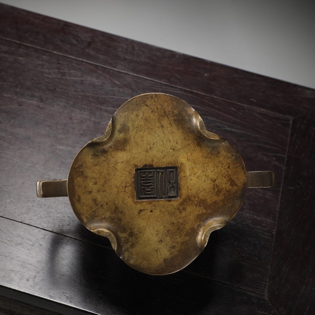 An Exquisite Bronze Flower Pattern Figure Pattern Double-Ears Censer - 6