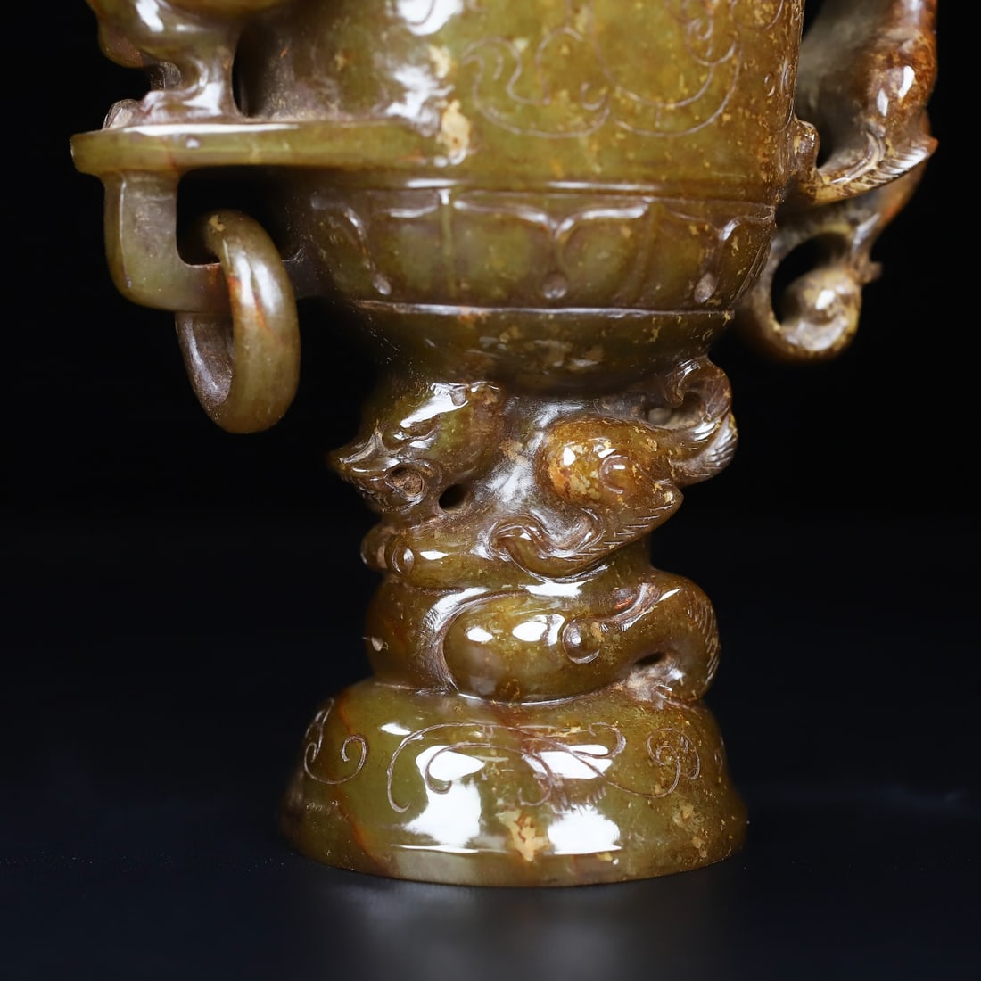 An Exquisite White Jade Dragon and Phoenix Pattern Cup - 3