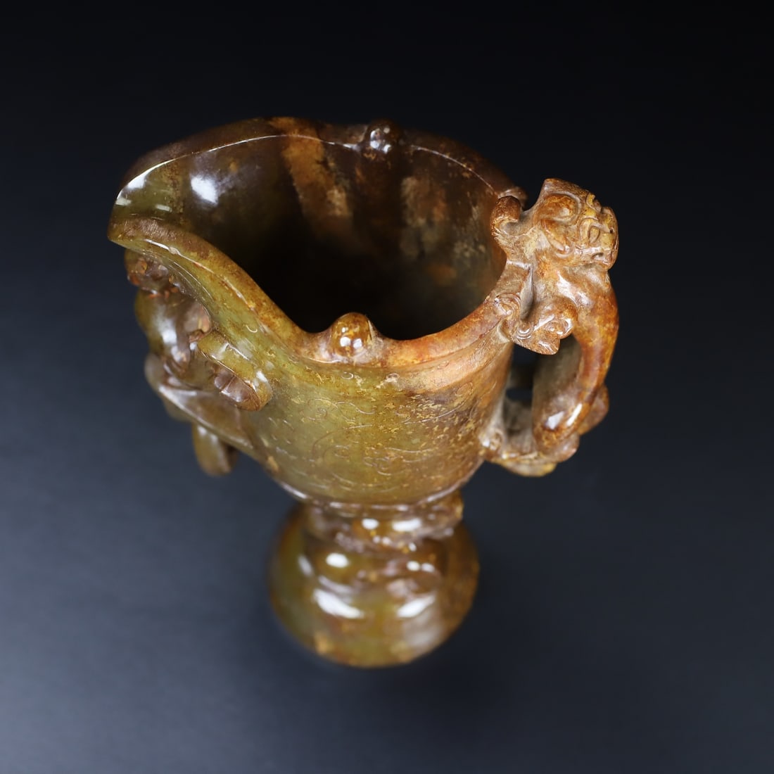 An Exquisite White Jade Dragon and Phoenix Pattern Cup - 8