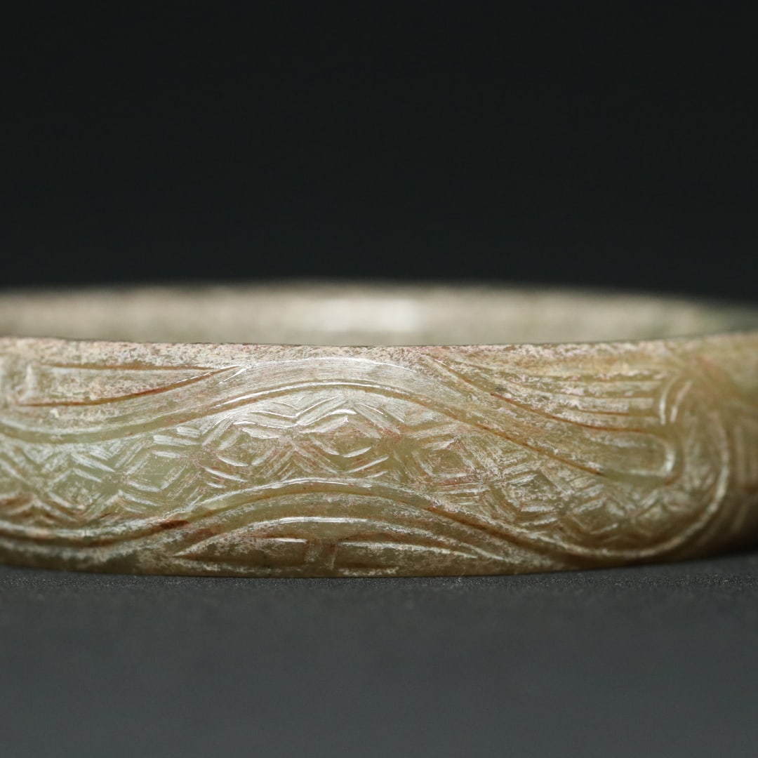 An Exquisite White Jade Beast-Face Pattern Dragon Pattern Bracelets - 6