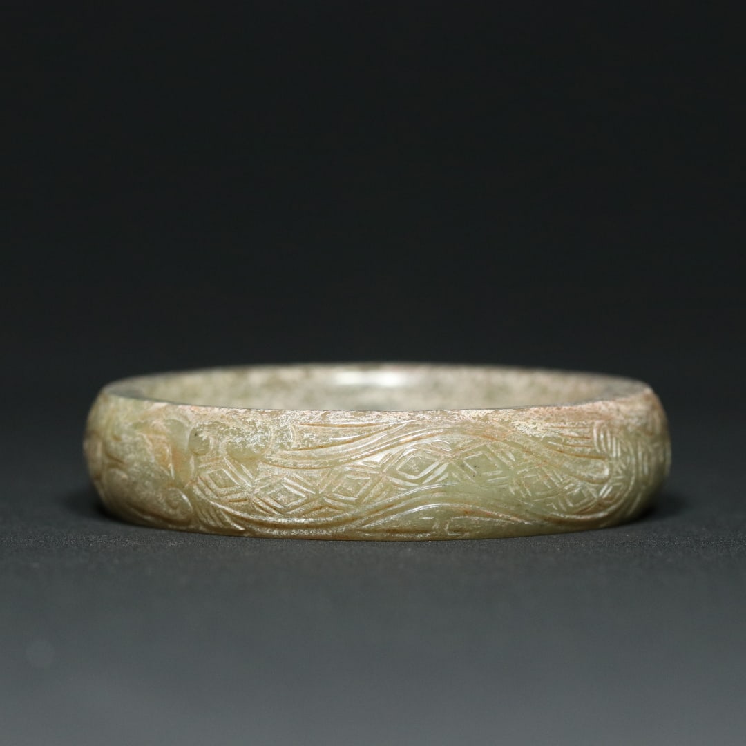 An Exquisite White Jade Beast-Face Pattern Dragon Pattern Bracelets - 9