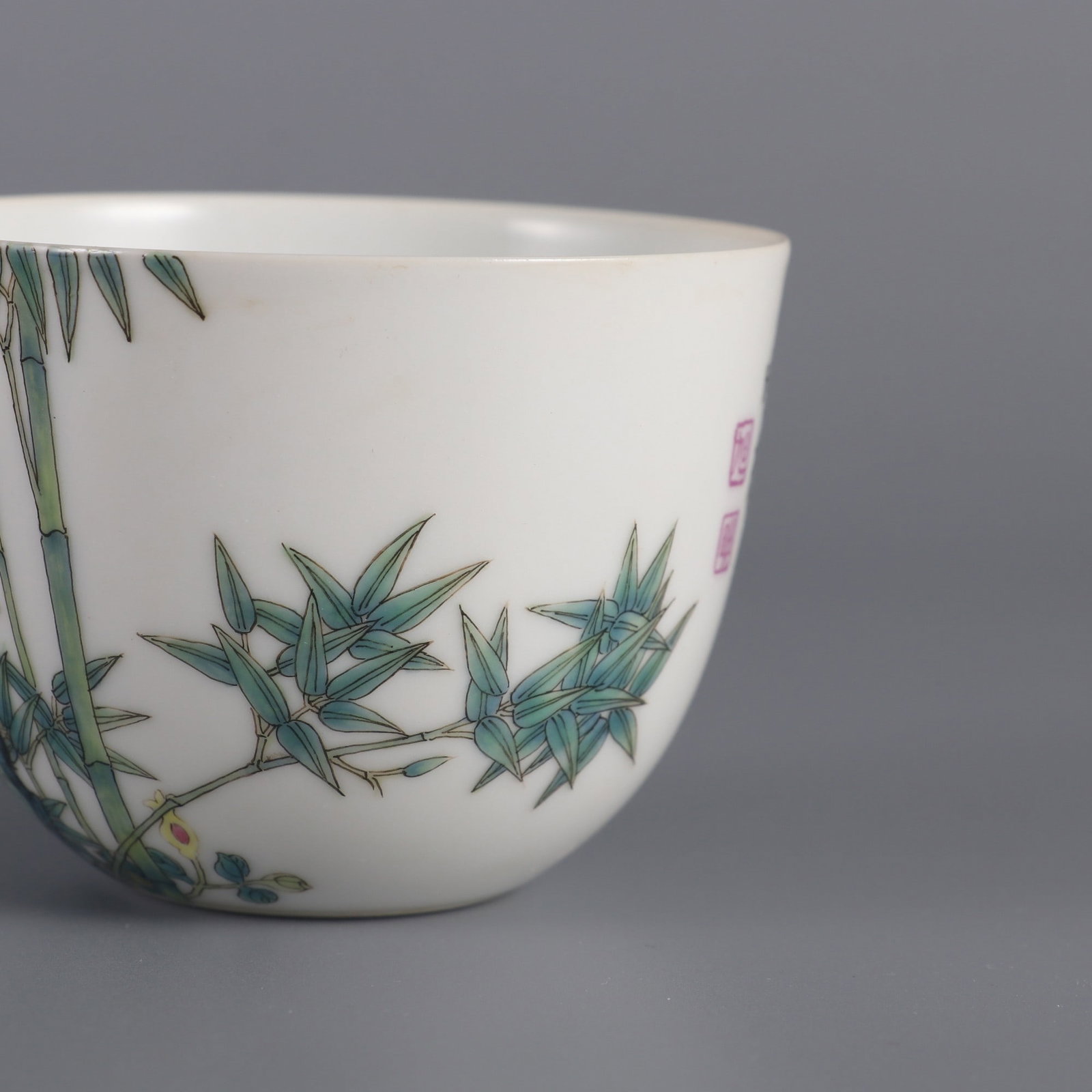 An Exquisite Enamel Bamboo Pattern with poem Cup - 4