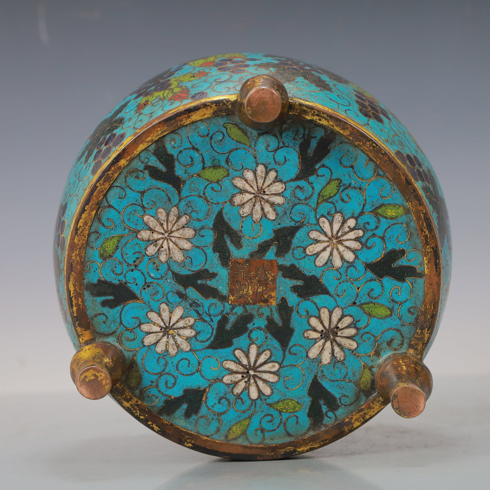 A Exquisite Cloisonne Grapes Pattern Tripod Censer - 7