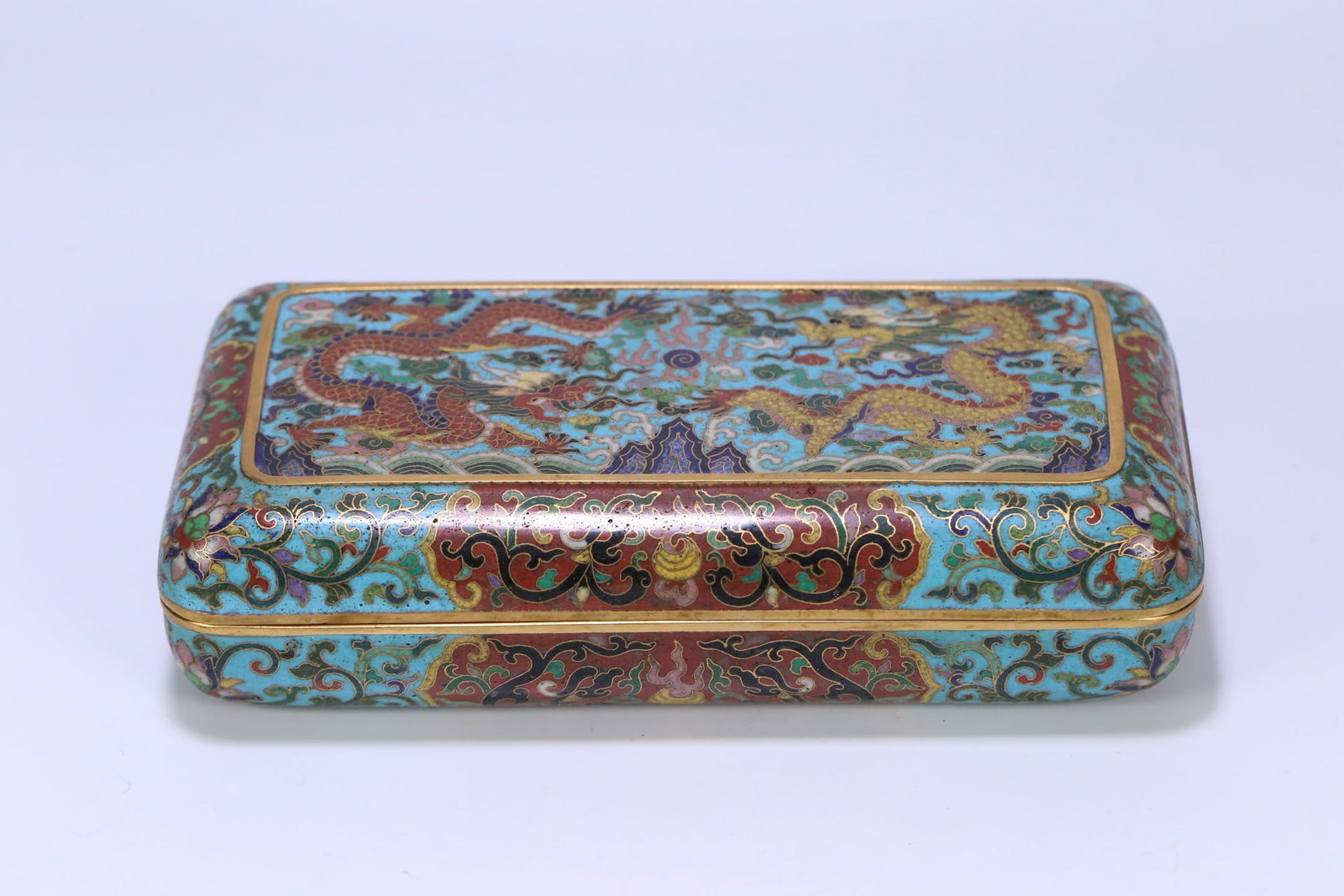 An Exquisite Cloisonne Dragon Pattern Lotus Pattern Seawater Pattern Box - 3