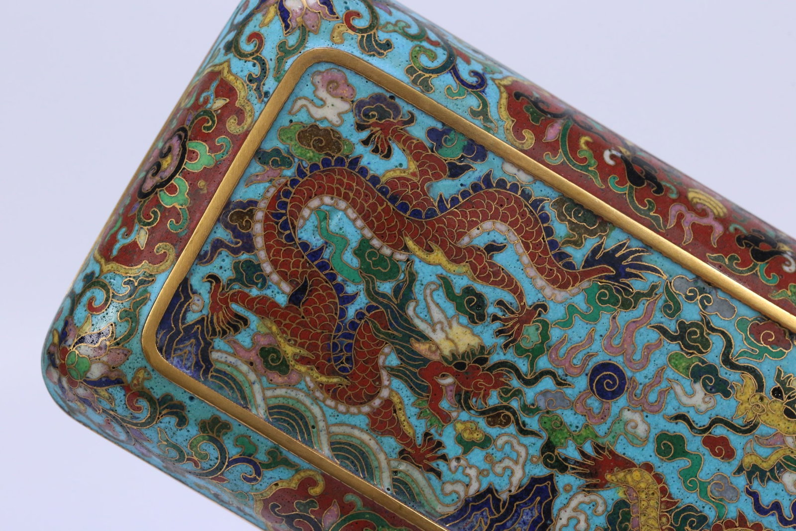 An Exquisite Cloisonne Dragon Pattern Lotus Pattern Seawater Pattern Box - 8