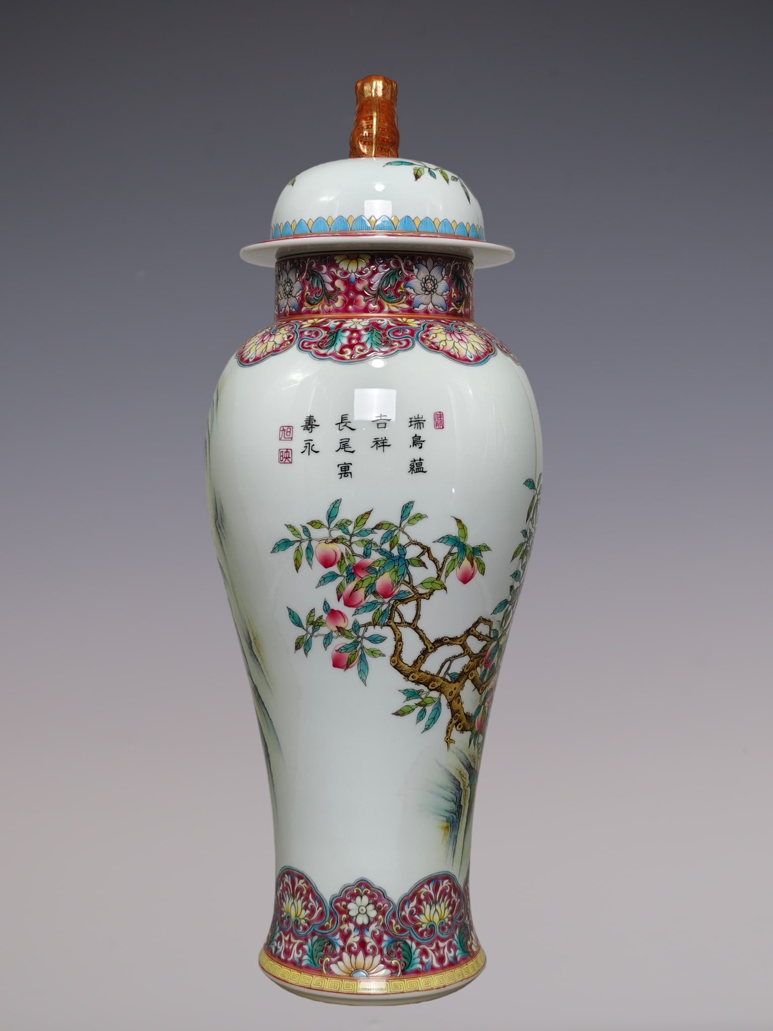 An Exquisite Enamel Lotus Pattern Flower and Bird Pattern Jar - 3