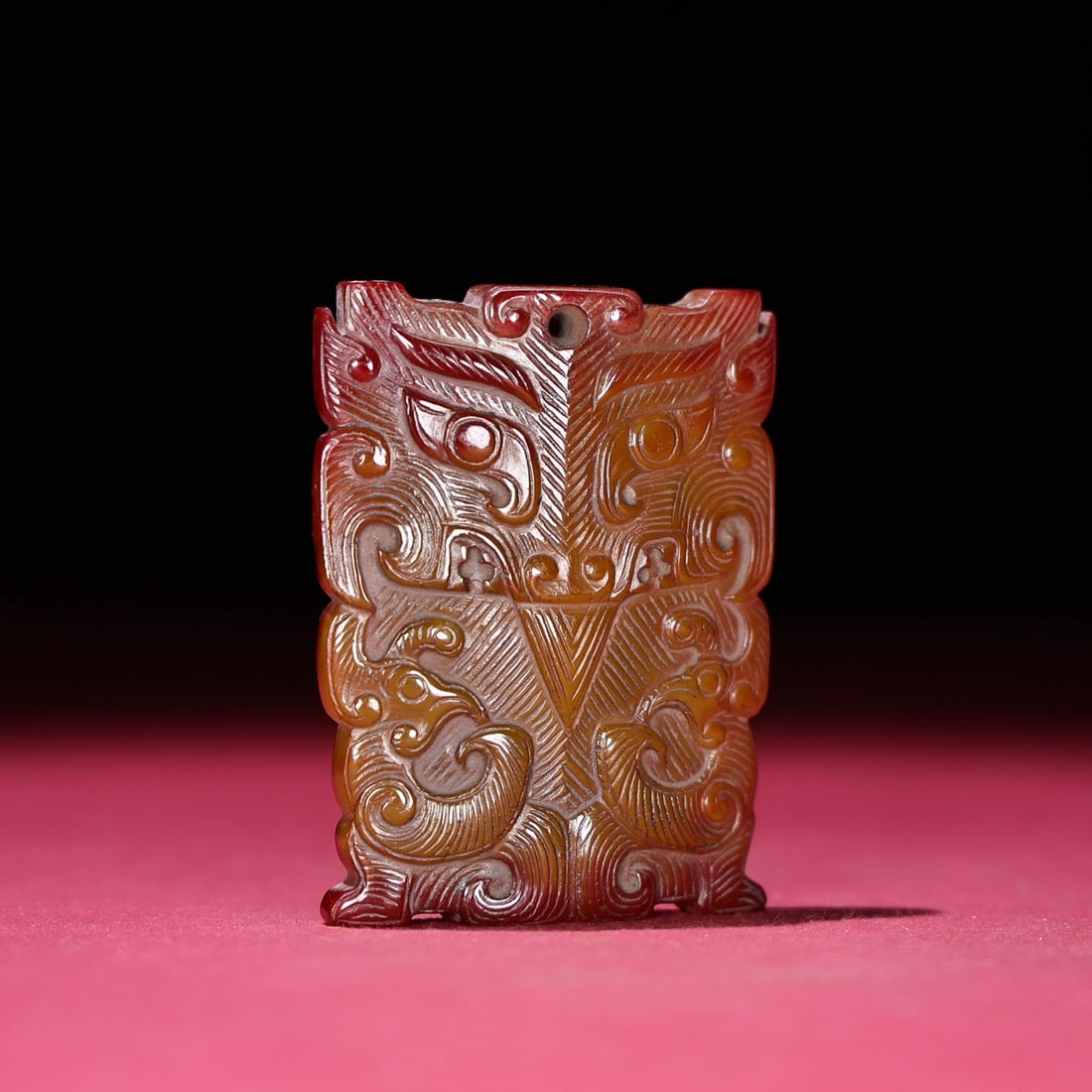 An Exquisite White Jade Beast-Face Pattern Brand - 3