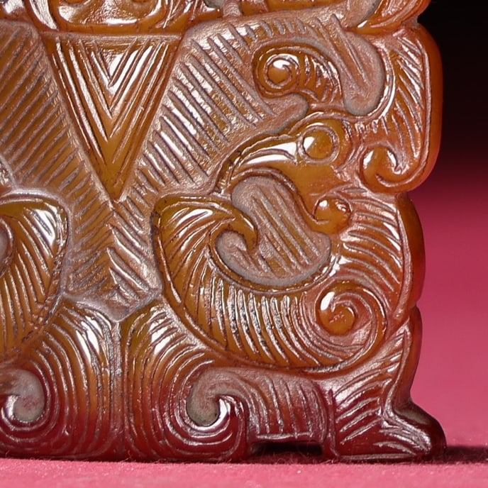 An Exquisite White Jade Beast-Face Pattern Brand - 4