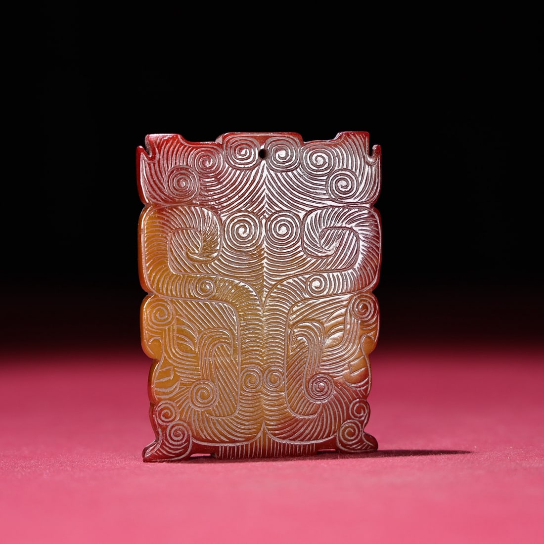 An Exquisite White Jade Beast-Face Pattern Brand - 5