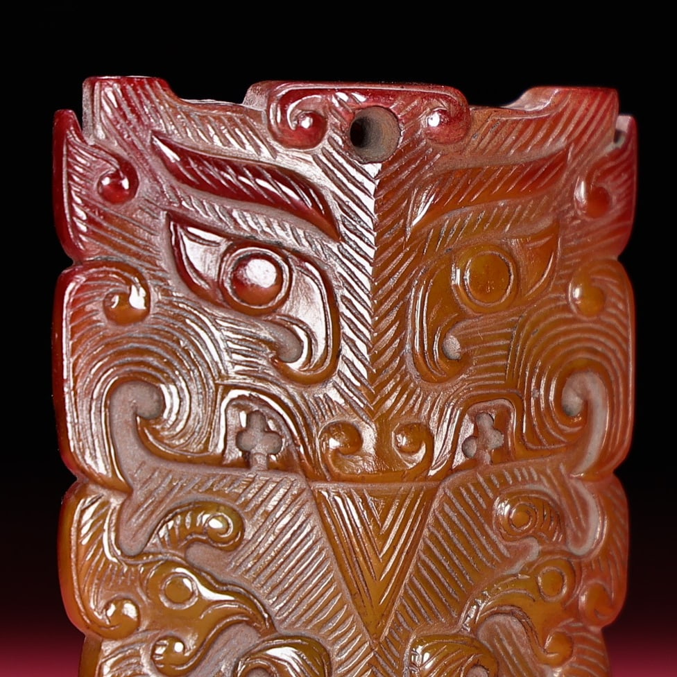 An Exquisite White Jade Beast-Face Pattern Brand - 7