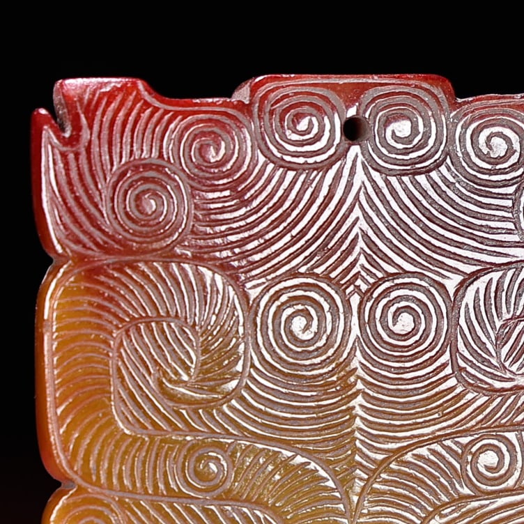 An Exquisite White Jade Beast-Face Pattern Brand - 8