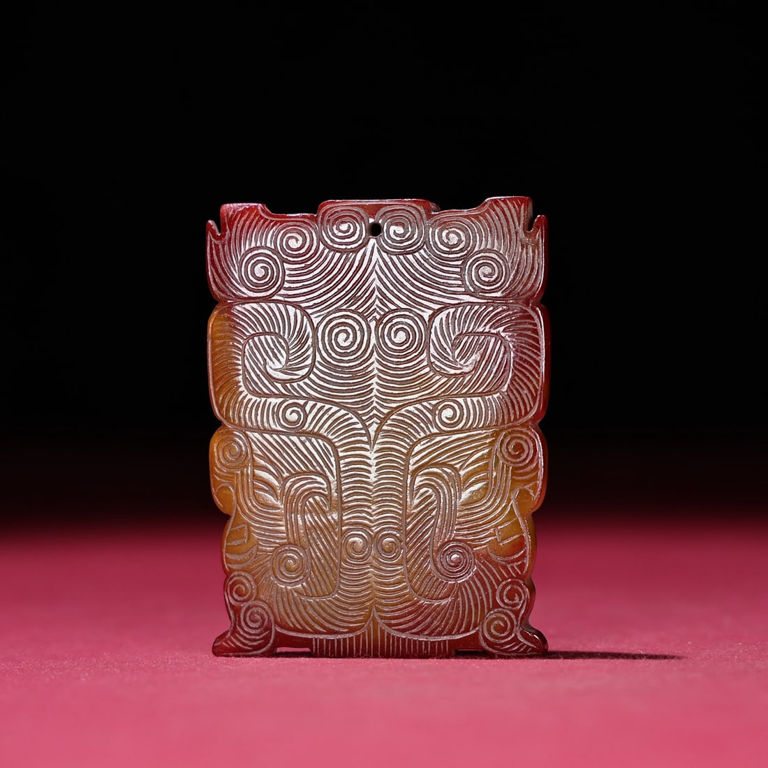 An Exquisite White Jade Beast-Face Pattern Brand - 9