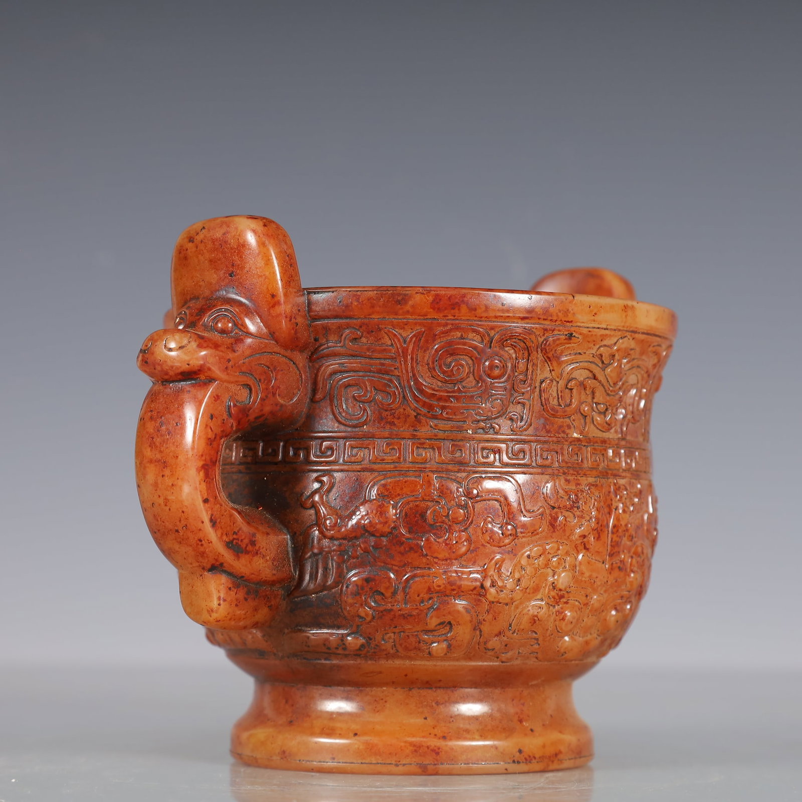 A Exquisite Gao Guyu Beast-Face Pattern Double-Ears Censer - 2