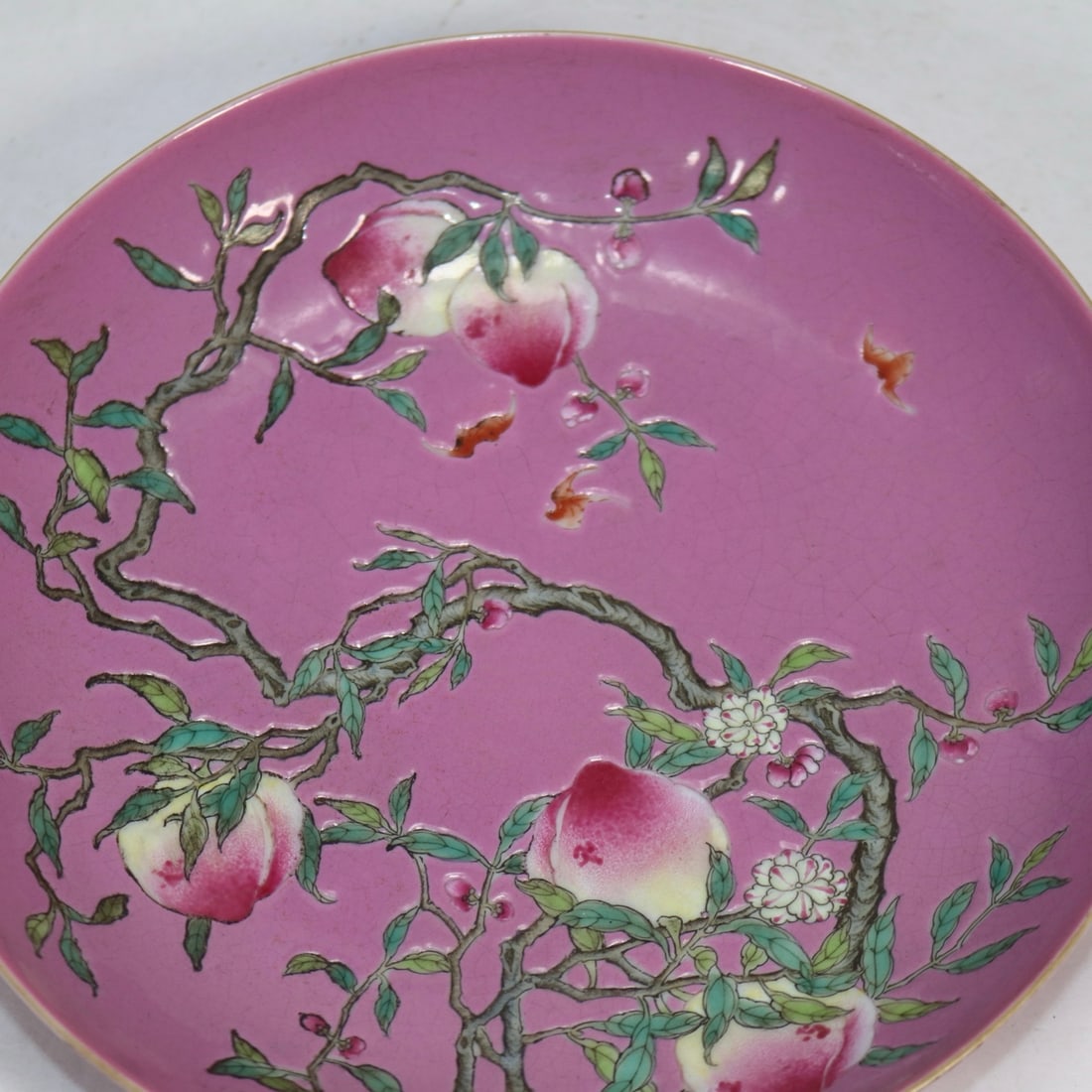 An Exquisite Ruby Red-Glazed Bats and Peach Pattern Plate - 9