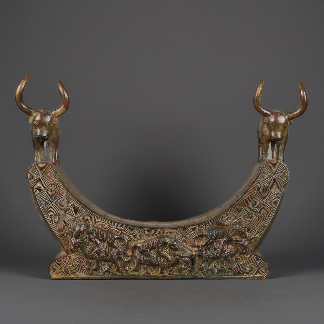 An Exquisite Bronze With Inscription Buffalo Pattern Ornament: An Exquisite Bronze With Inscription Buffalo Pattern Ornament Han Dynasty, China Size:40cmx29cm Weight:3890g (The Dimensions Of All Batches Are Manually Measured.If You Need More Detailed Information,