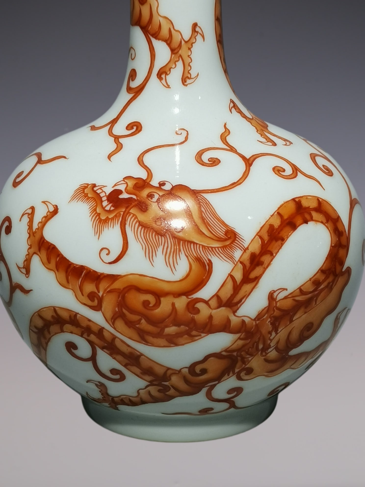 An Exquisite Iron-Red Dragon Pattern Vase - 7