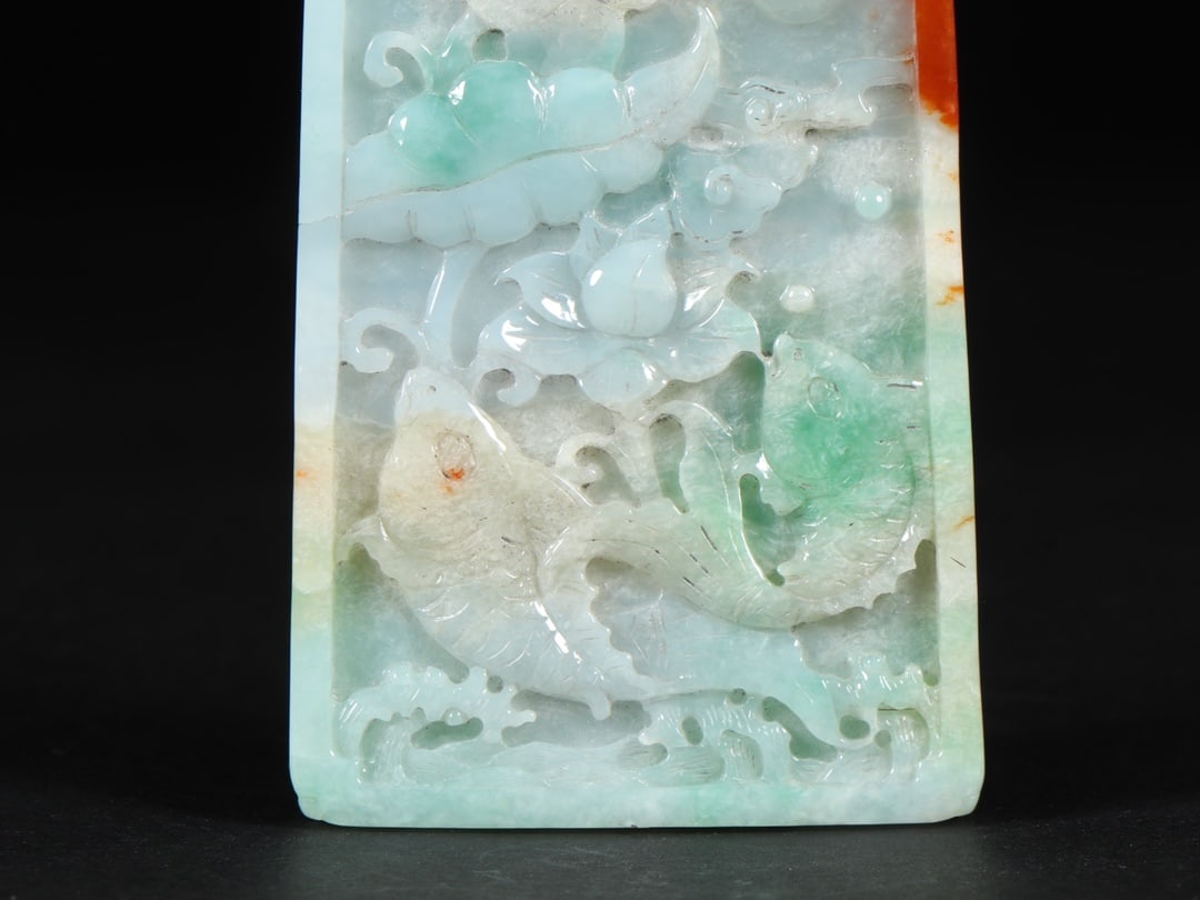 An Exquisite Jadeite Fish Pattern Flower and Bird Pattern Brand - 3