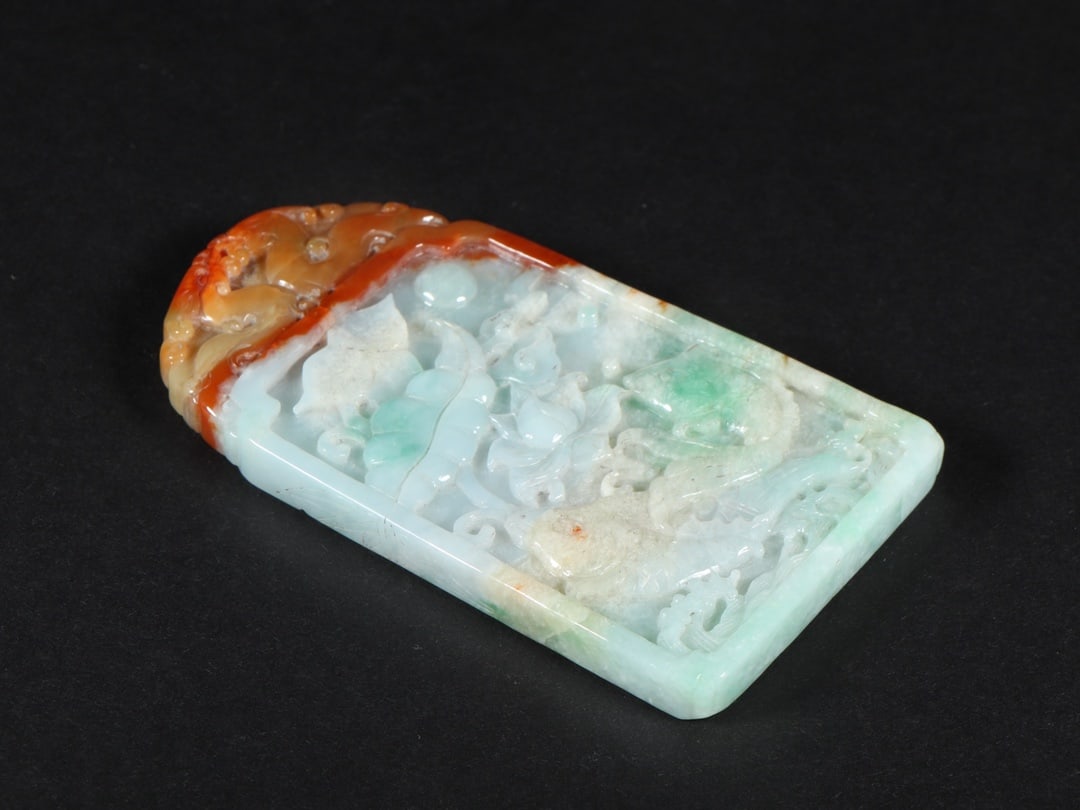 An Exquisite Jadeite Fish Pattern Flower and Bird Pattern Brand - 8