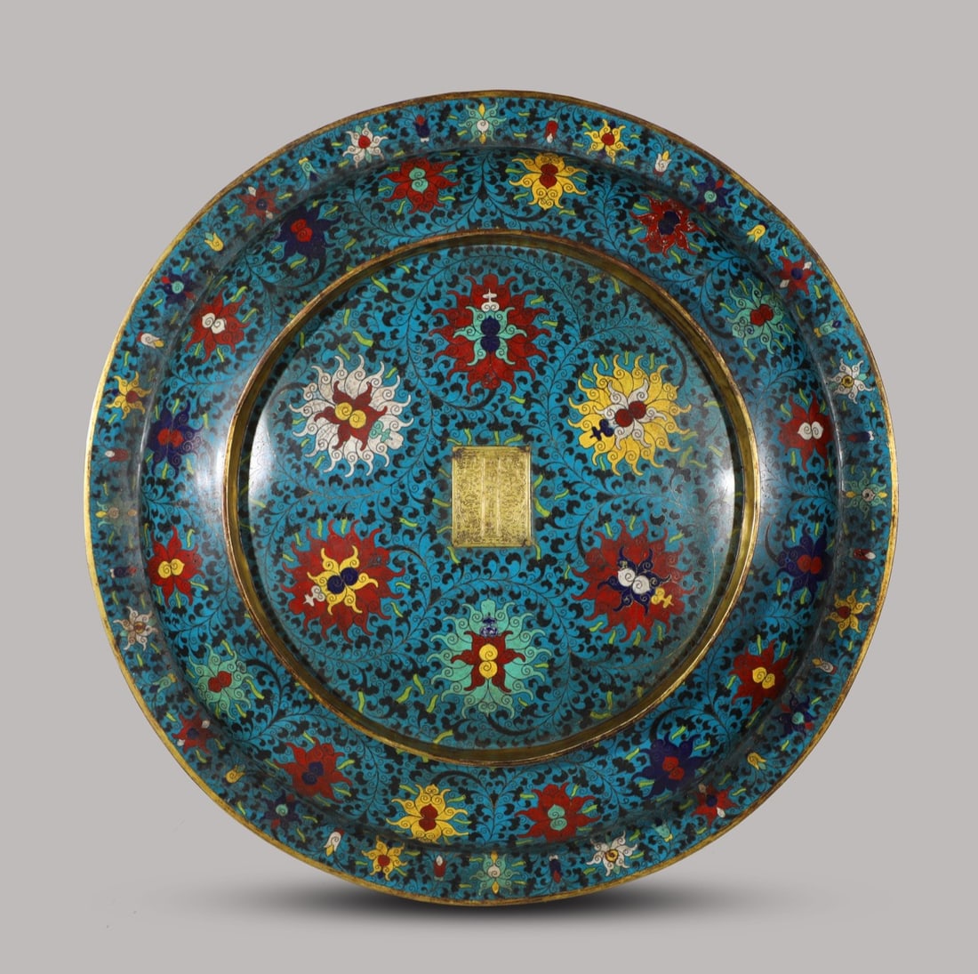 An Exquisite Cloisonne Dragon and Phoenix Pattern Lotus Pattern Plate - 2