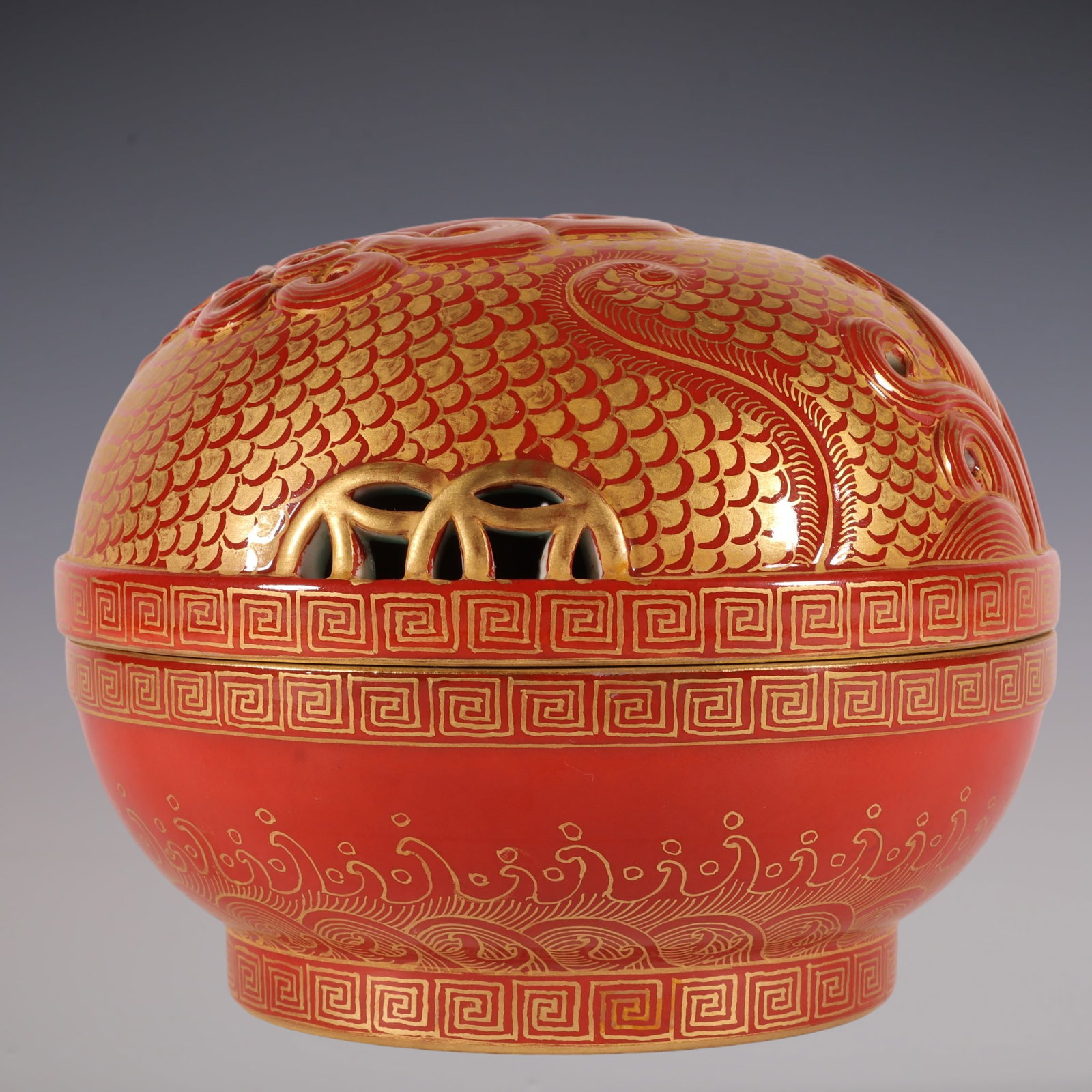 An Exquisite Iron-Red Dragon Pattern Censer - 4