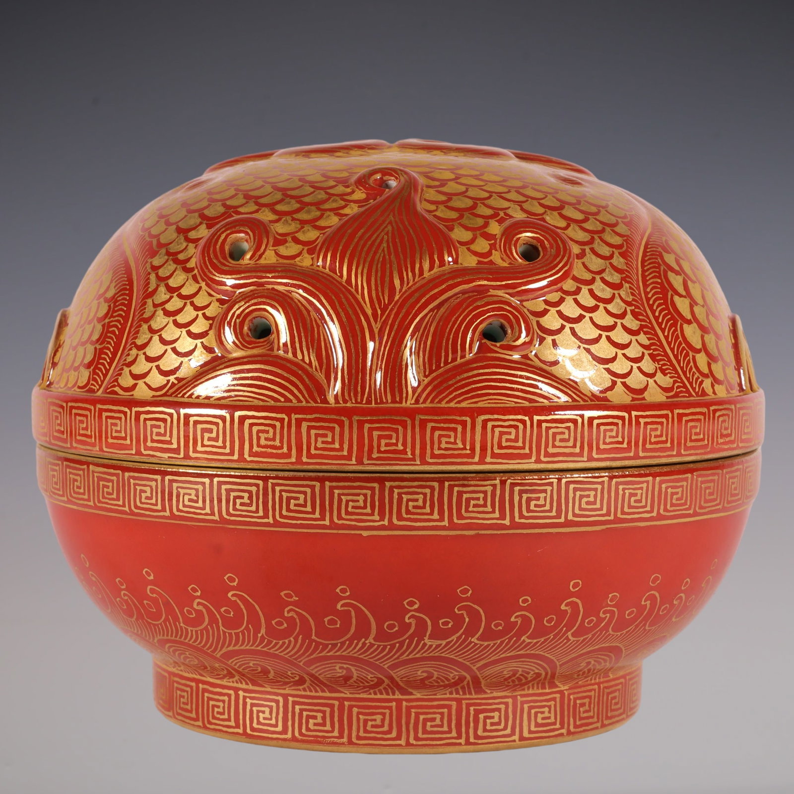 An Exquisite Iron-Red Dragon Pattern Censer - 5