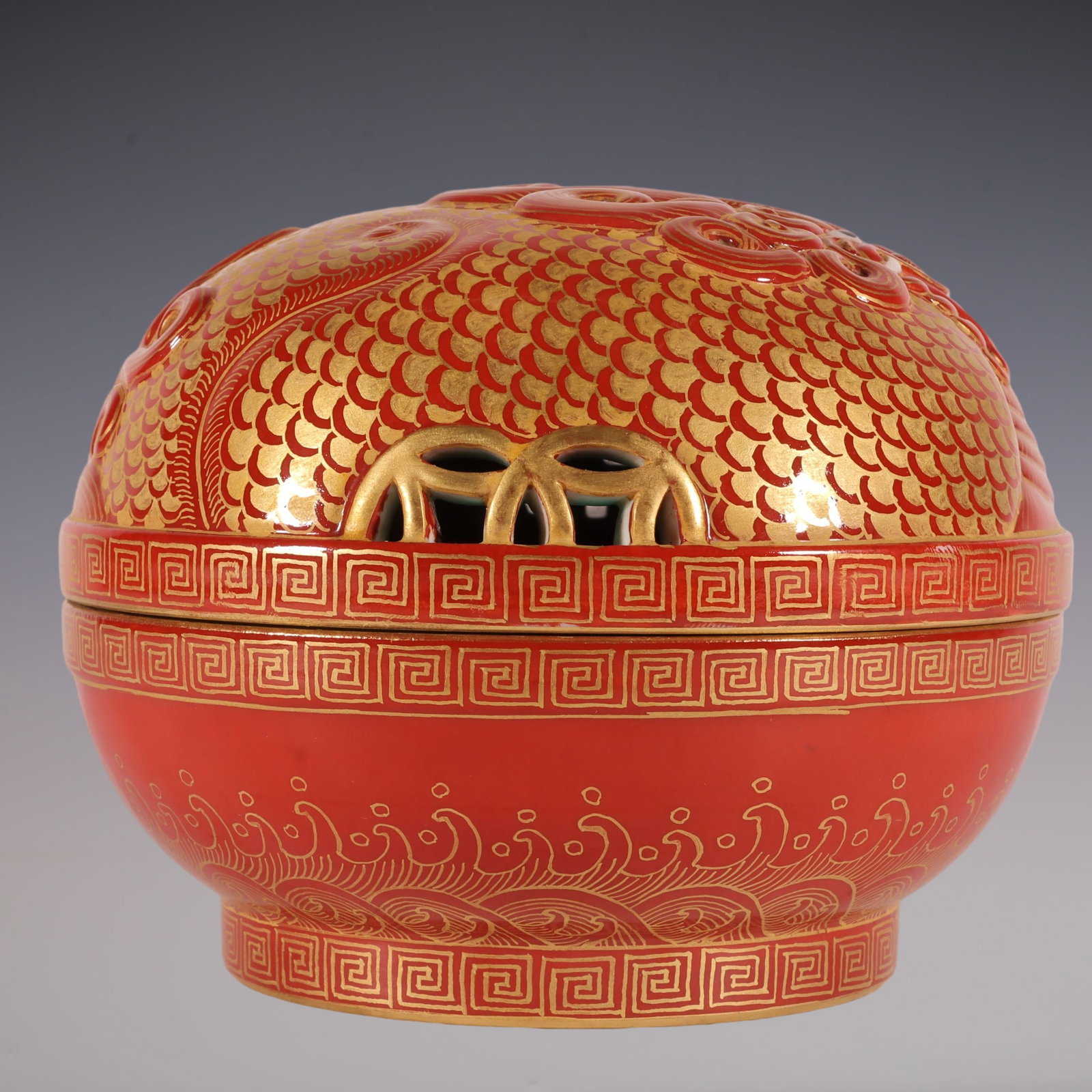 An Exquisite Iron-Red Dragon Pattern Censer - 6