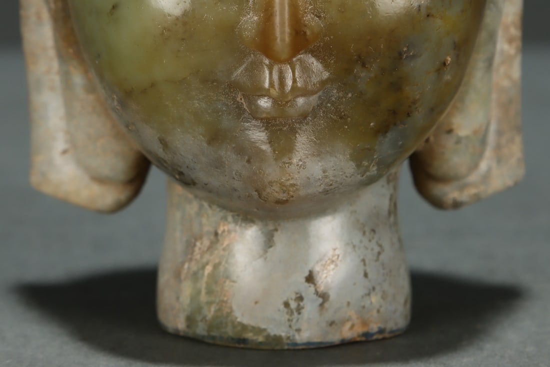 An Exquisite White Jade Buddha head - 5