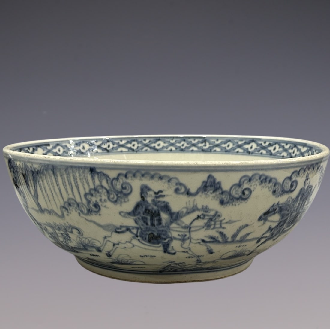 An Exquisite Chai yao Blue and White Character and Story Pattern Bowl: An Exquisite Chai yao Blue and White Character and Story Pattern Bowl Ming Dynasty, China Size:16.5cmx44cm (The Dimensions Of All Batches Are Manually Measured.If You Need More Detailed Information, P