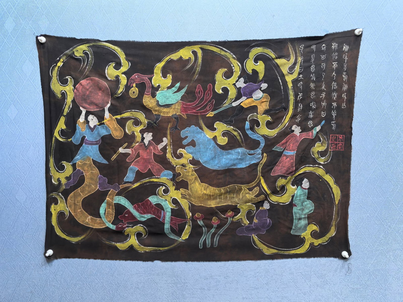 A Chinese Figure Oil Painting: A Chinese Figure Oil Painting Yi ming Size:70cmx100cm (The Dimensions Of All Batches Are Manually Measured.If You Need More Detailed Information, Please Contact Our Customer Service Before Bidding.)