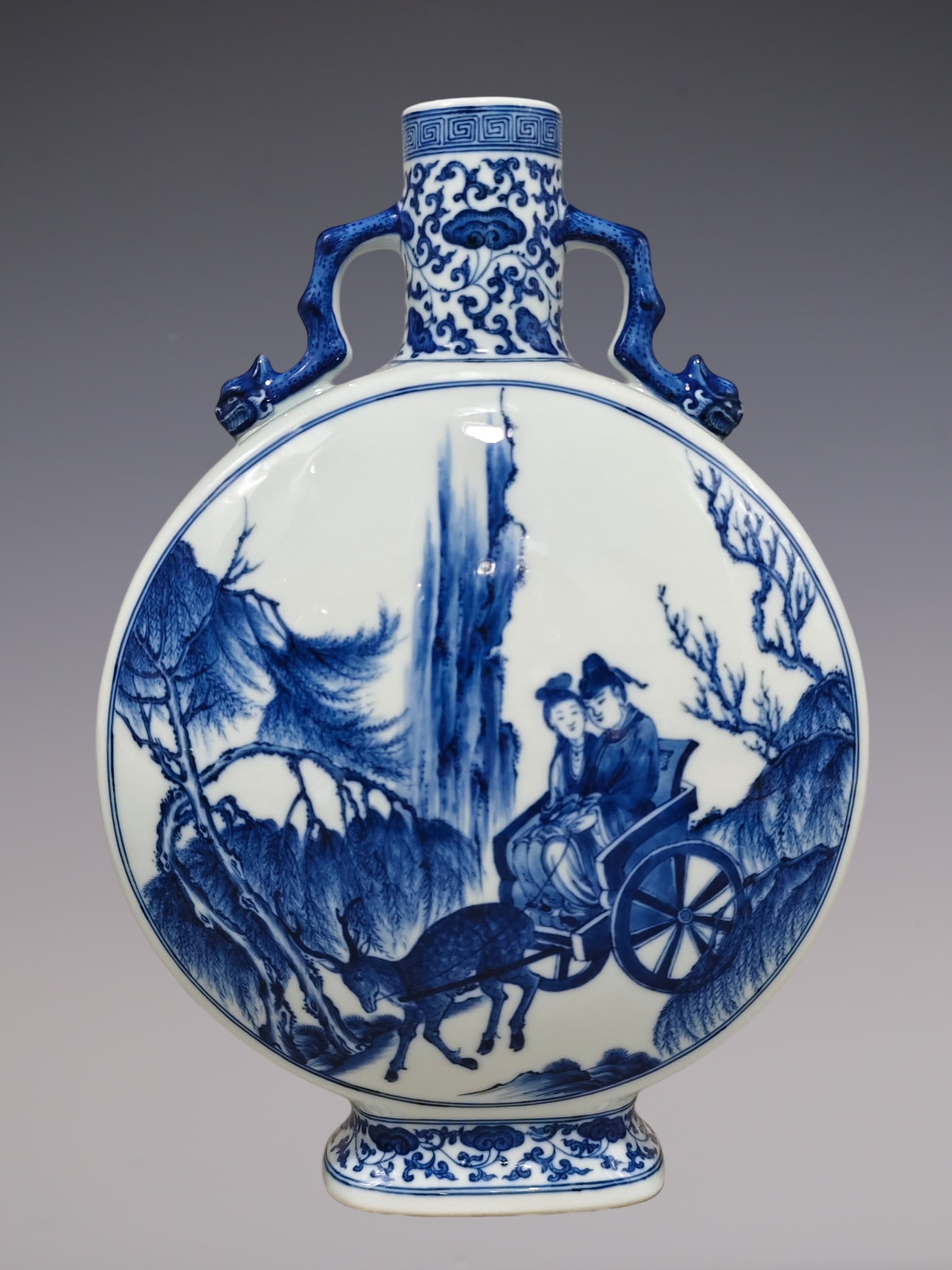 An Exquisite Blue and White Lotus Pattern Character and Story Pattern Double-Ears Vase: An Exquisite Blue and White Lotus Pattern Character and Story Pattern Double-Ears Vase Qing Dynasty, China Yongzheng Six-character Mark Size:32cmx22.5cm (The Dimensions Of All Batches Are Manually Mea