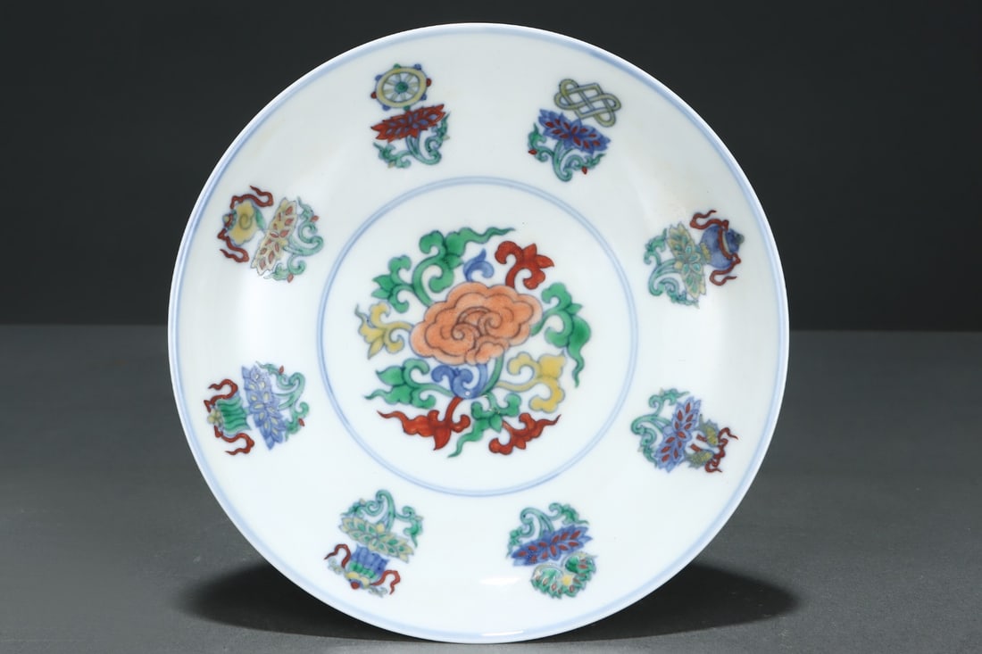 An Exquisite Doucai Eight Treasures Pattern Plate - 7