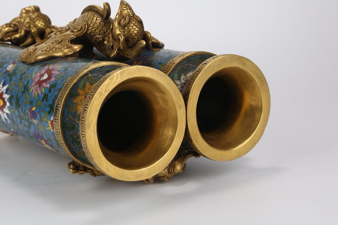 An Exquisite Cloisonne Lotus Pattern Dragon Phoenix Pattern Vase - 8