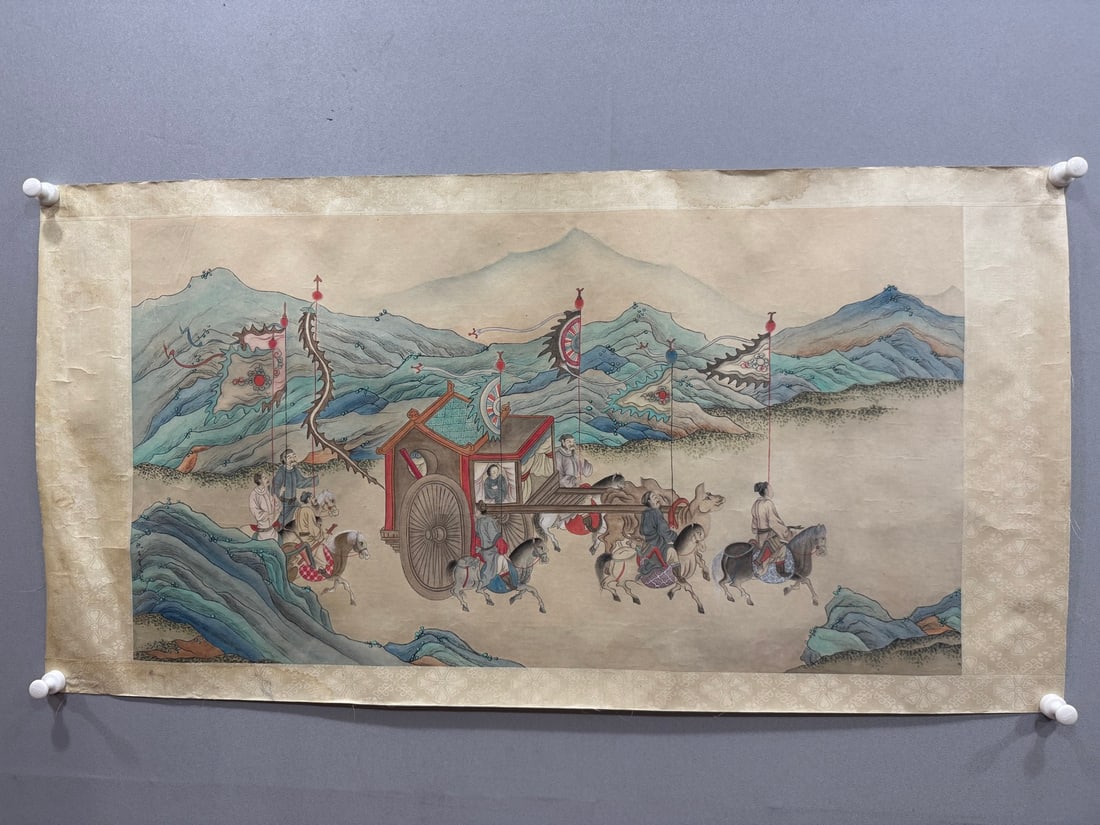An Fabulous Chinese Ink Landscape and Figure By Paper: An Fabulous Chinese Ink Landscape and Figure By Paper Qiu ying Size:91cmx50cm (The Dimensions Of All Batches Are Manually Measured.If You Need More Detailed Information, Please Contact Our Customer Se