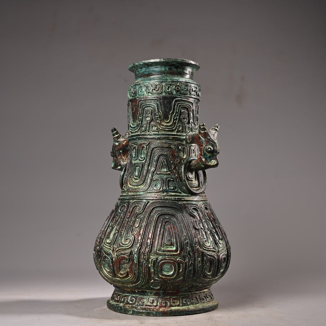 An Exquisite Bronze Double-Ears Vase - 2
