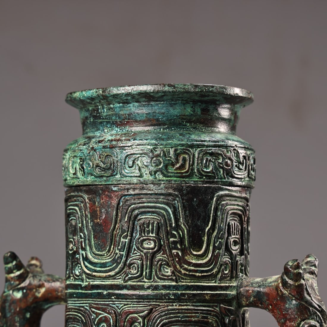 An Exquisite Bronze Double-Ears Vase - 4